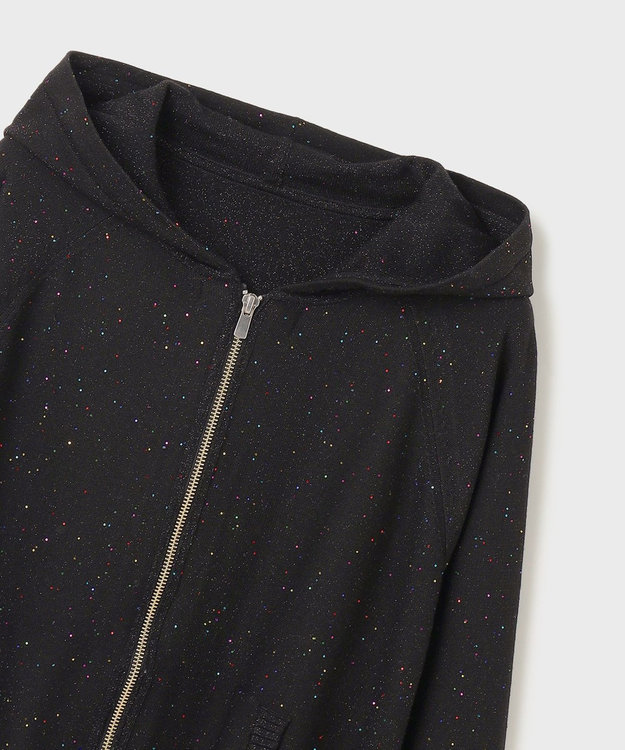 GRACE CONTINENTAL スパンコールニットパーカー ブラック