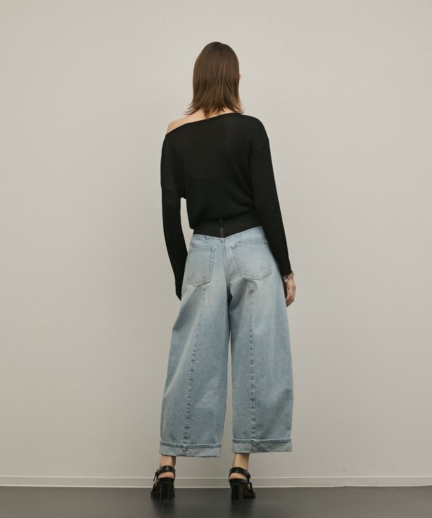 GRACE CONTINENTAL ラメリブクルーニットトップ ブラック