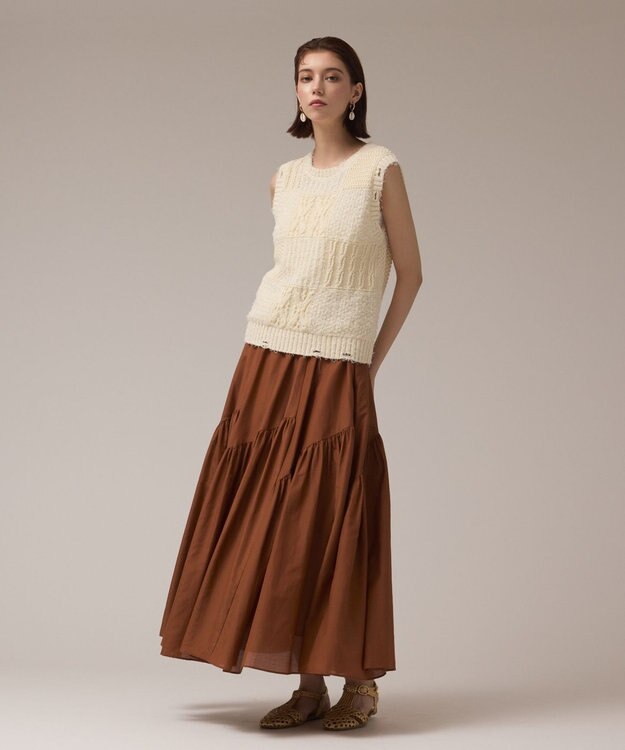 GRACE CONTINENTAL パッチワークニットトップ キナリ