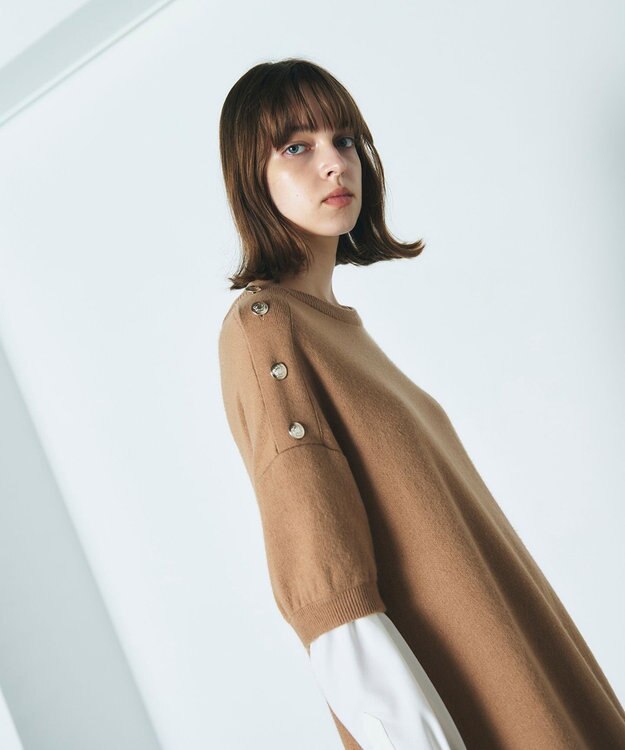 GRACE CONTINENTAL シャツレイヤードニットワンピース ベージュ