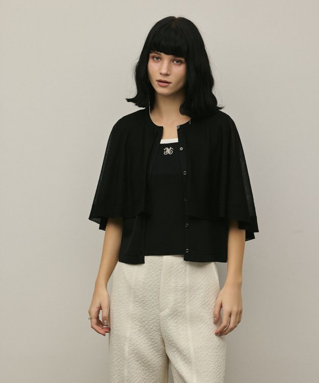 GRACE CONTINENTAL シアーケープニットカーディガン ブラック