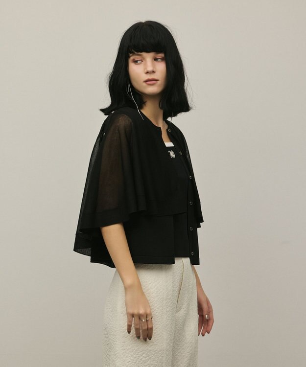 GRACE CONTINENTAL シアーケープニットカーディガン ブラック