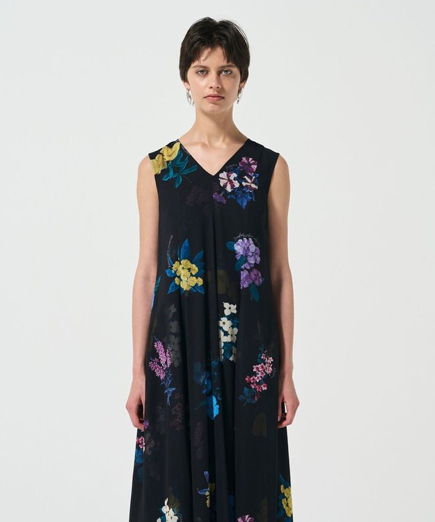 GRACE CONTINENTAL ボタニカルレイヤードワンピース ブラック