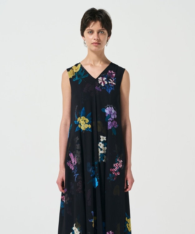 GRACE CONTINENTAL ボタニカルレイヤードワンピース ブラック