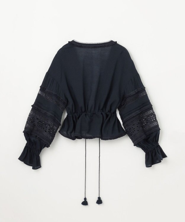 GRACE CONTINENTAL レースパッチブラウス ネイビー