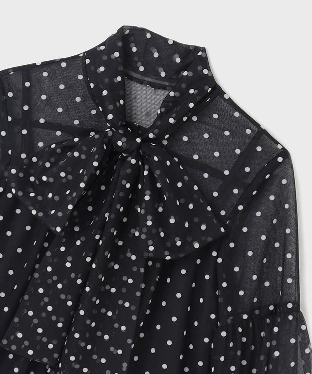 GRACE CONTINENTAL チュールドットボウタイブラウス ブラック