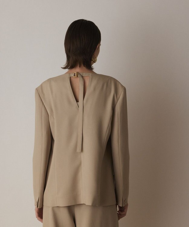 GRACE CONTINENTAL バックシャンノーカラージャケット ベージュ