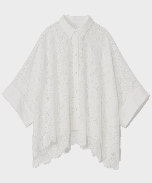 GRACE CONTINENTAL レースポンチョシャツ ホワイト