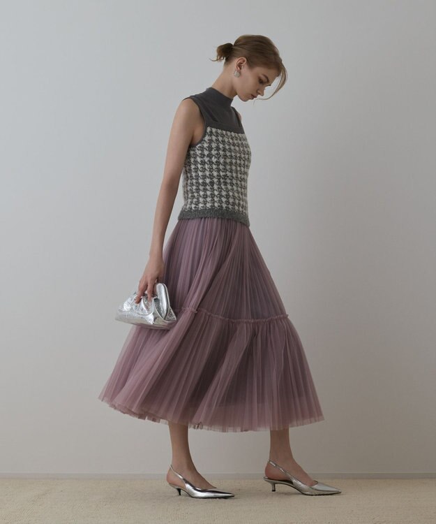 GRACE CONTINENTAL チュールティアードスカート パープル