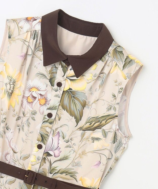 GRACE CONTINENTAL ボタニカルプリントワンピース ベージュ