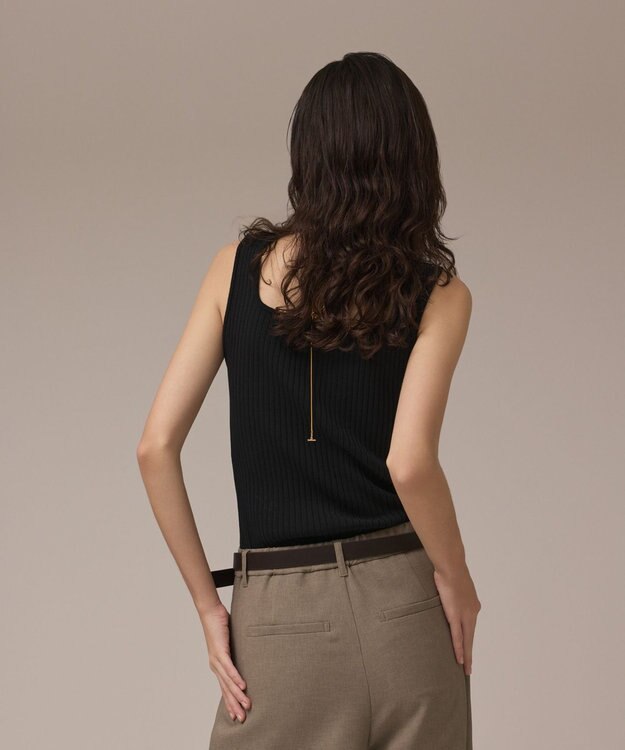 GRACE CONTINENTAL リブフリルニットトップ ブラック