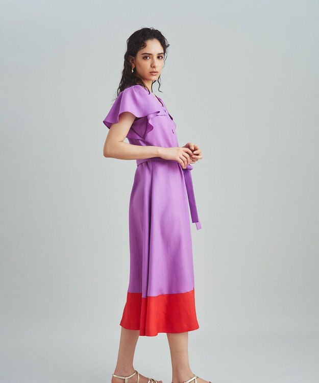 【極美品】GRACE CLASS ワンピース リネンタッチ バイカラー タグ付 リネンタッチバイカラーワンピース / GRACE CONTINENTAL | GRACE