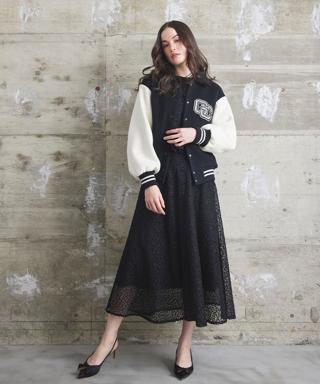 GRACE CONTINENTAL バーシティembジャケット ブラック