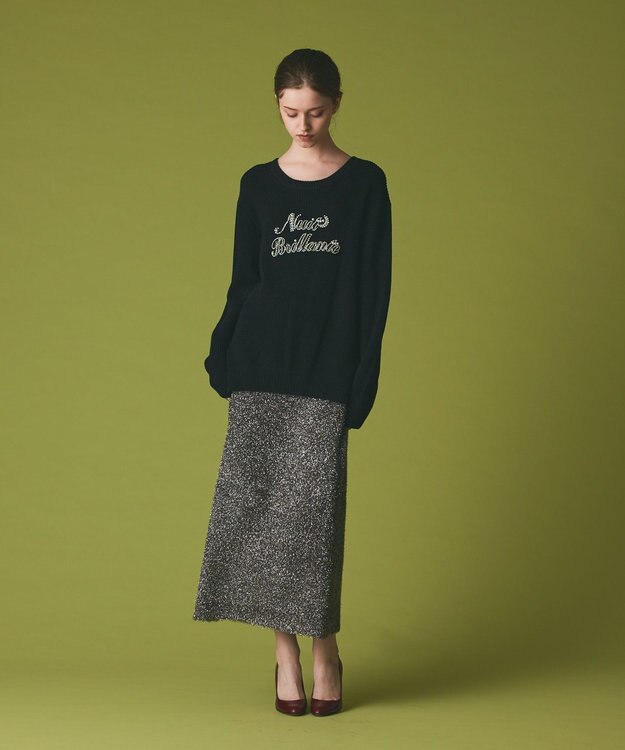 GRACE CONTINENTAL フェザーヤーンシャイニースカート シルバー