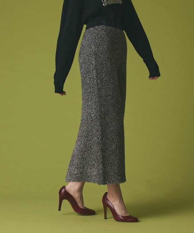 GRACE CONTINENTAL フェザーヤーンシャイニースカート シルバー