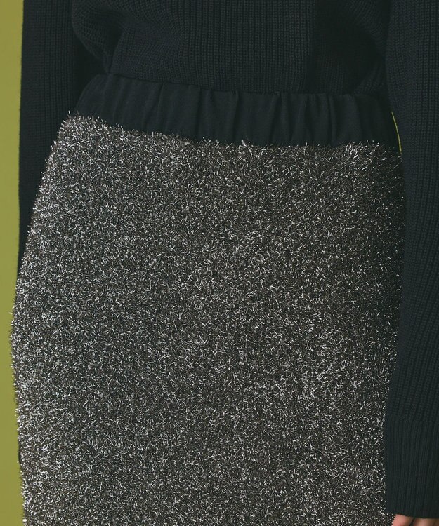 GRACE CONTINENTAL フェザーヤーンシャイニースカート シルバー