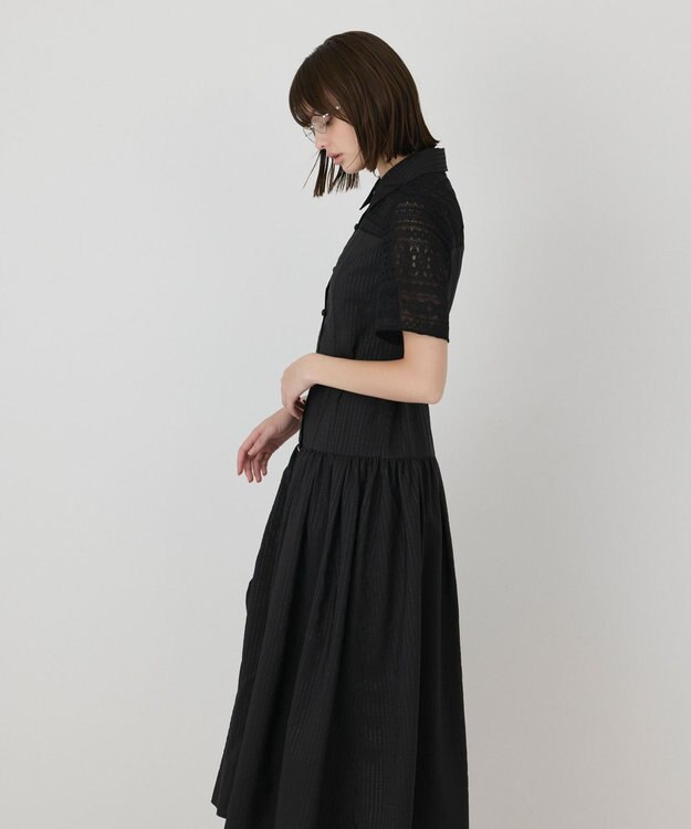 GRACE CONTINENTAL レースドッキングフレアワンピース ブラック