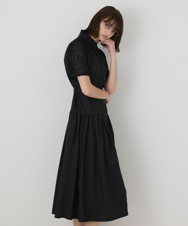 GRACE CONTINENTAL レースドッキングフレアワンピース ブラック