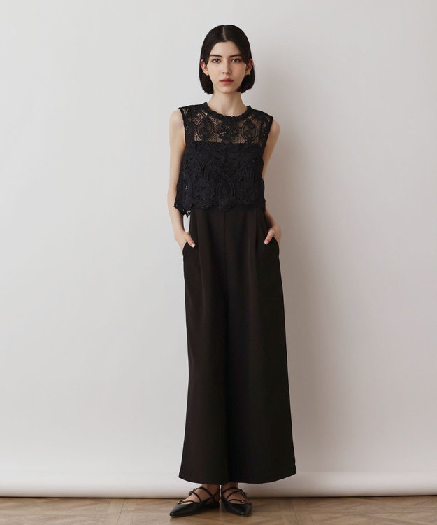 GRACE CONTINENTAL レースコンビサロペット ブラック