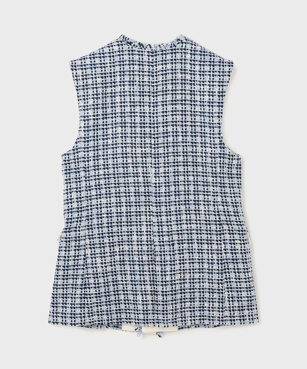 GRACE CONTINENTAL ルーズツイードジレジャケット ブルー