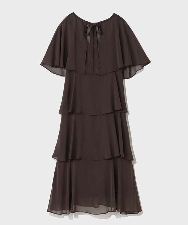 GRACE CONTINENTAL シフォンケープドレス ブラウン