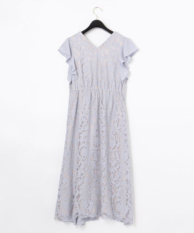 GRACE CONTINENTAL バックレースドレス サックス