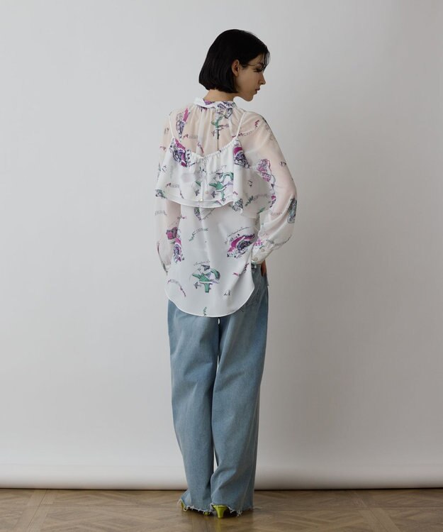 GRACE CONTINENTAL スーヴェニールプリントブラウス ホワイト