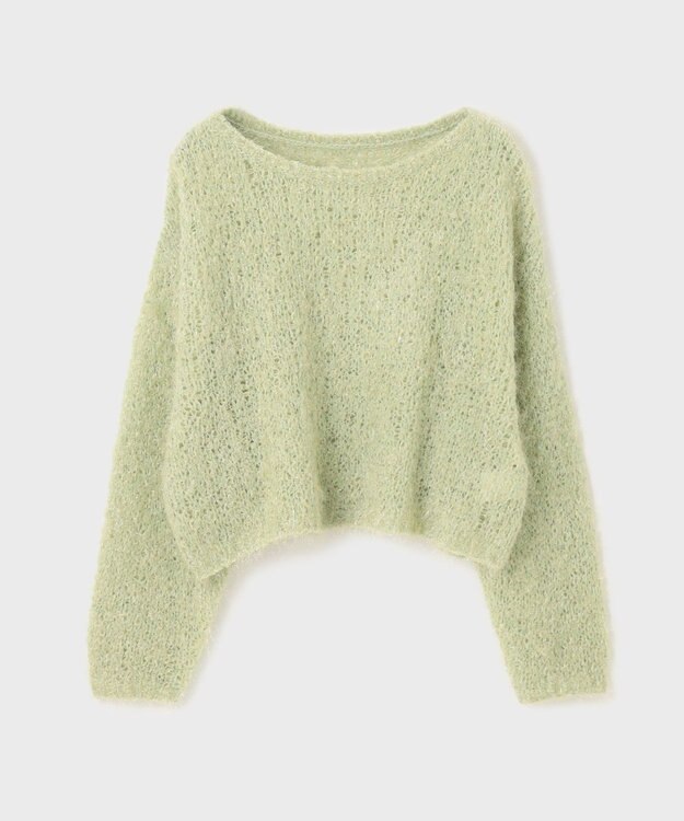 GRACE CONTINENTAL フィルムヤーンニットトップ ライトグリーン