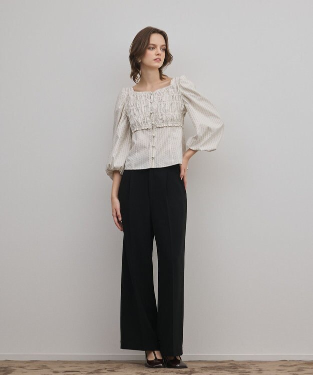 GRACE CONTINENTAL ラメドットタフタジャガードトップ キナリ