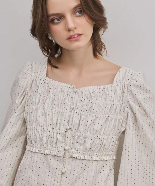 GRACE CONTINENTAL ラメドットタフタジャガードトップ キナリ