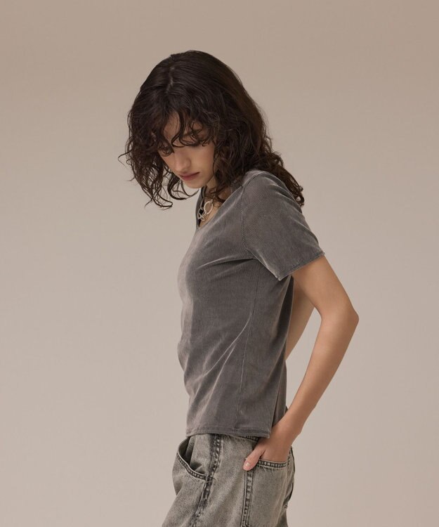 GRACE CONTINENTAL フロッキーチュールカットトップ グレー