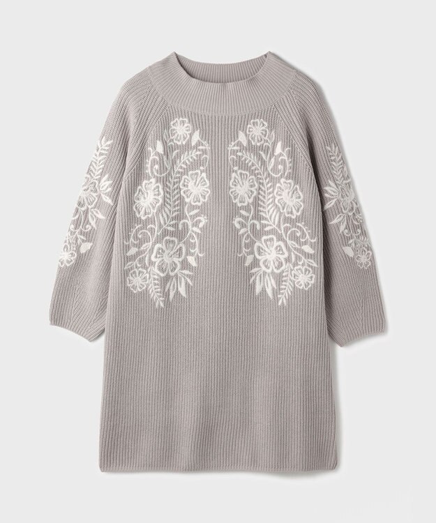 GRACE CONTINENTAL エンブロイダリーニットワンピース グレー