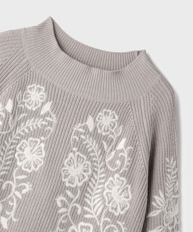 GRACE CONTINENTAL エンブロイダリーニットワンピース グレー