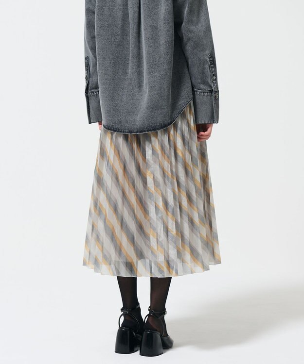 GRACE CONTINENTAL ラメラインプリーツスカート イエロー