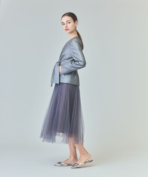 GRACE CONTINENTAL ラメWOOLボウジャケット グレー