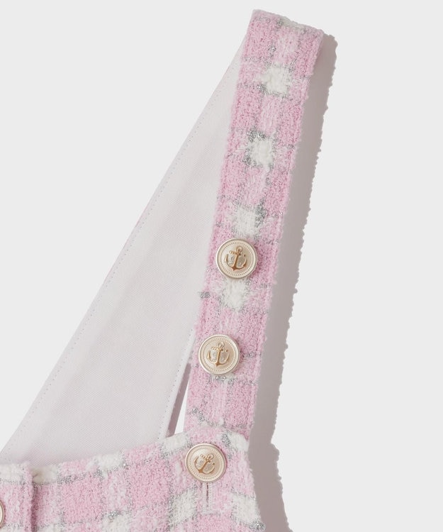 GRACE CONTINENTAL チェックツイードサロペット ピンク