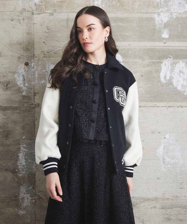 GRACE CONTINENTAL バーシティembジャケット ブラック