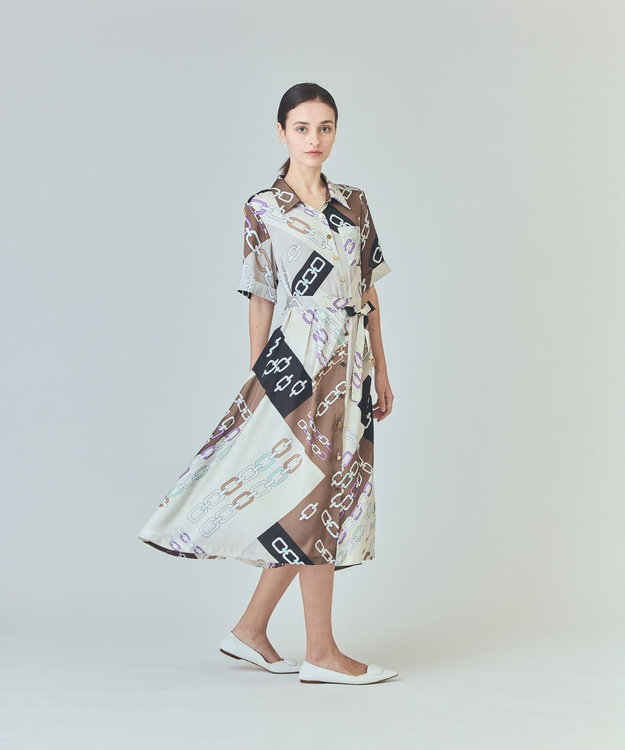 GRACE CONTINENTAL チェーンシャツドレス ブラウン