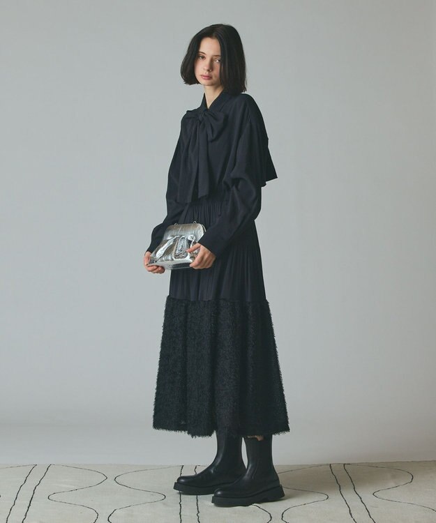 GRACE CONTINENTAL ボウタイシアーシャツ ブラック