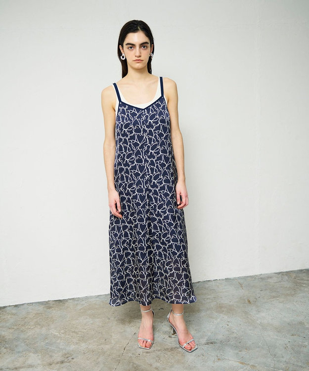 GRACE CONTINENTAL ラインハートキャミワンピース ネイビー