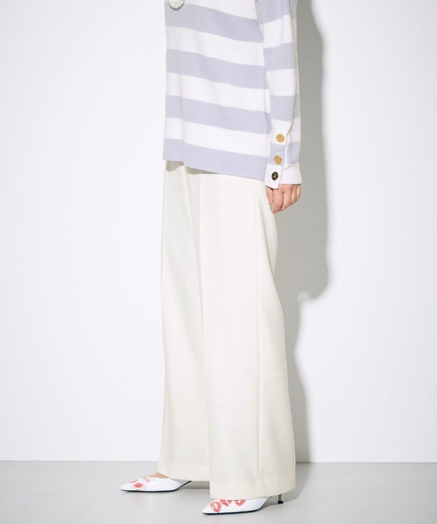 GRACE CONTINENTAL ウールストレッチセミワイドパンツ ホワイト