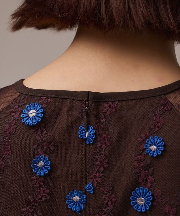 GRACE CONTINENTAL バイカラーレースワンピース ブラウン