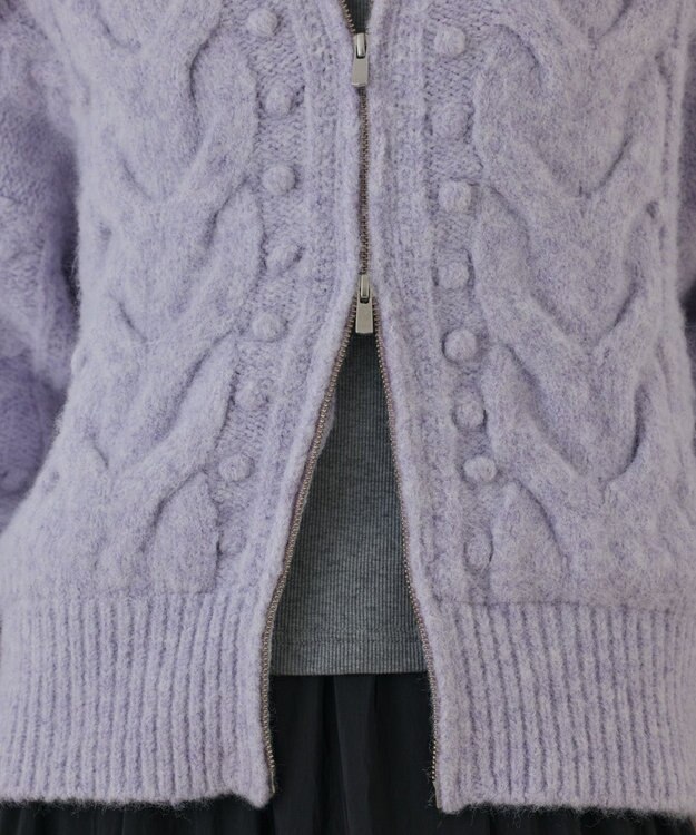 GRACE CONTINENTAL ヘアリーニットコクーンジャケット ラベンダー