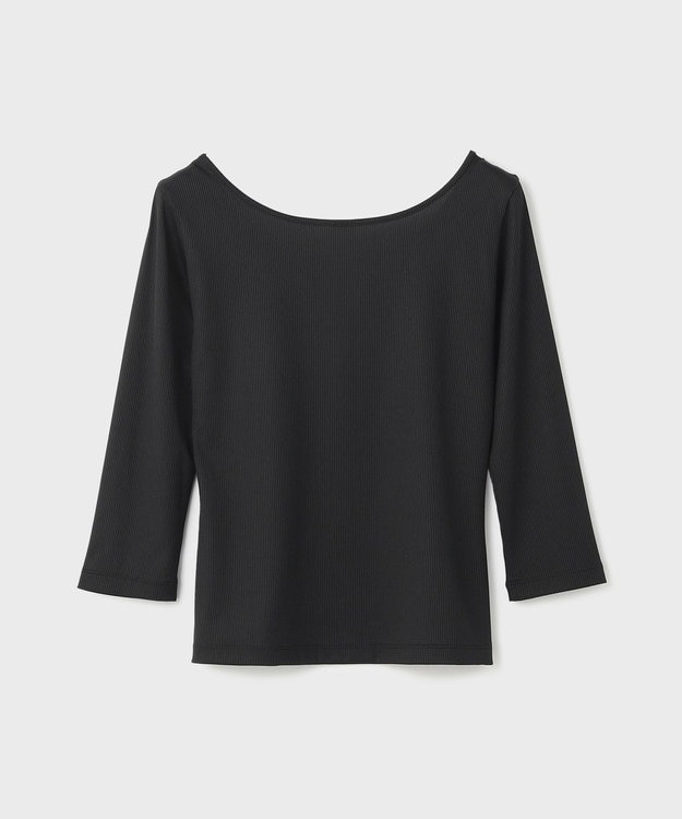 GRACE CONTINENTAL テレコボートネックトップ ブラック