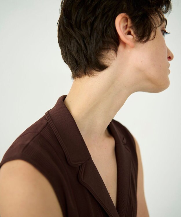 GRACE CONTINENTAL ダブルフロントニットジレ ブラウン