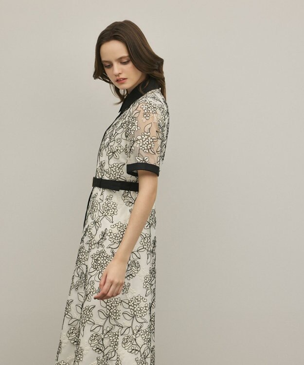 GRACE CONTINENTAL フラワーコード刺繍ワンピース キナリ