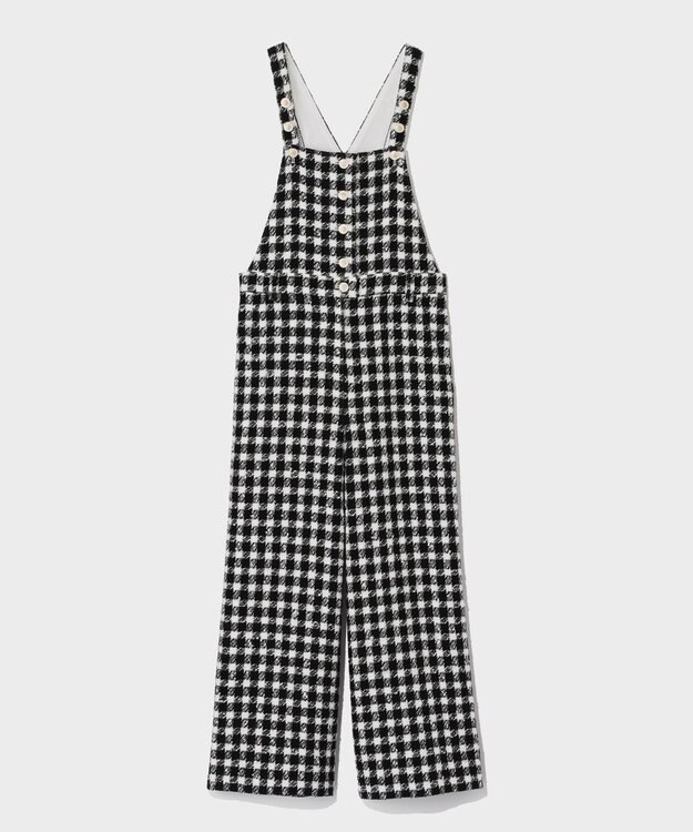 GRACE CONTINENTAL チェックツイードサロペット ブラック