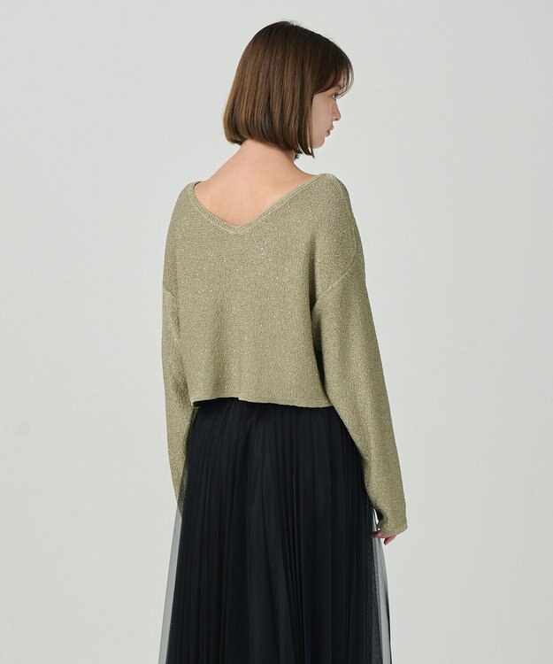 ファビアーナフィリッピ 　スパンコール　カシミヤ　ウエストゴム グレー ファビアーナフィリッピ スパンコールカシミヤウエストゴム グレー