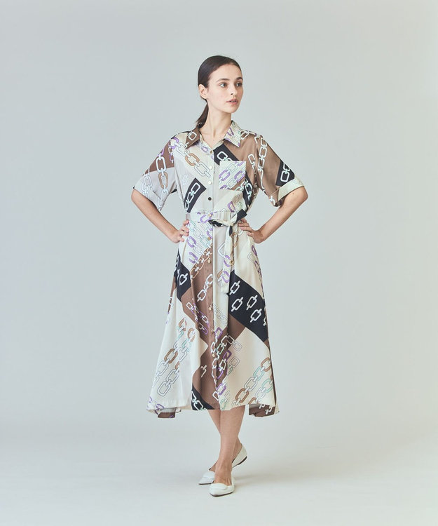 GRACE CONTINENTAL チェーンシャツドレス ブラウン