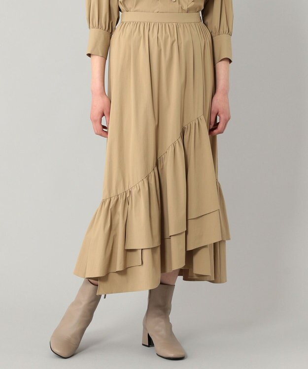 GRACE CONTINENTAL フレアイレヘムスカート ベージュ
